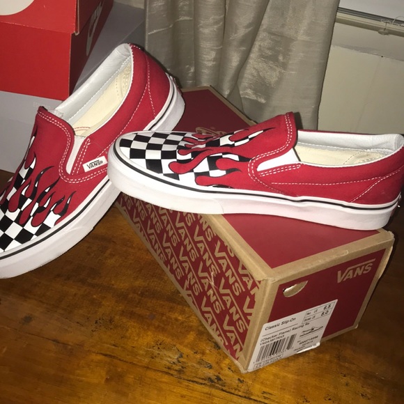 vans red checkered flames